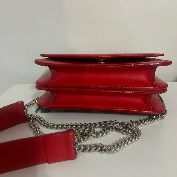 Like New Salar Fringed Red Leather Crossbody Bag Purse with Multicolor Layers - Picture 10 of 13